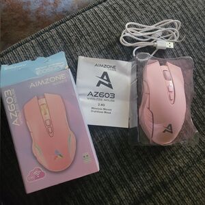 AIMZONE Wireless Gaming Mouse-AZ603- (Pink With LED Lights)